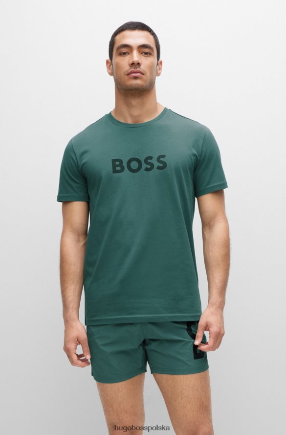 Hugo Boss Hugo T-shirt upf 50+ o swobodnym kroju z bawełny z zielonym logo zielony R0X0H61306