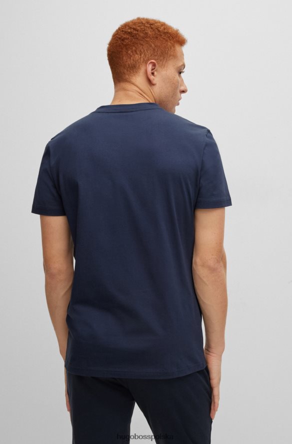 Hugo Boss Hugo ciemnoniebieska koszulka o regularnym kroju z bawełny z ochroną UV ciemny niebieski R0X0H63128