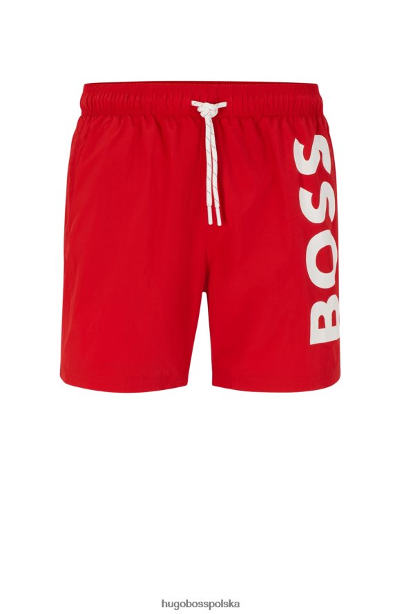 Hugo Boss Hugo czerwone, szybkoschnące szorty kąpielowe z dużym kontrastowym logo czerwony R0X0H63818