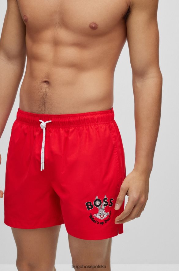 Hugo Boss Looney Tunes x Ripstop – Szorty kąpielowe o dopasowanym kroju z grafiką kreskówkową czerwony R0X0H64194