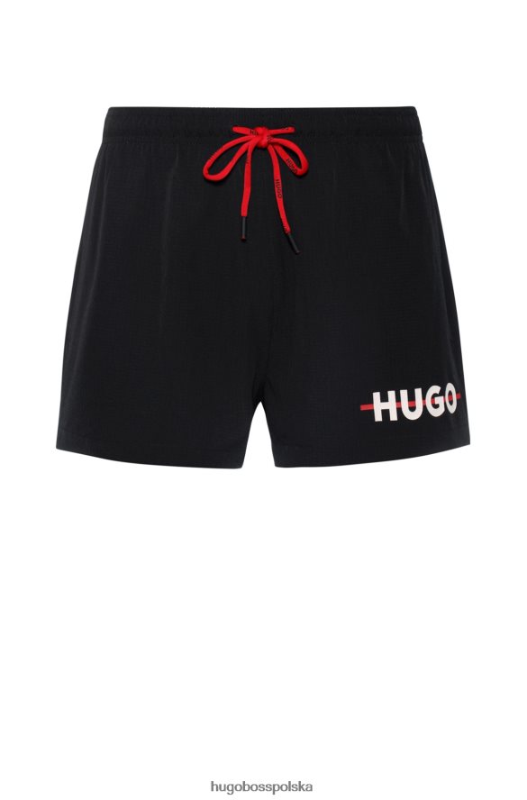 Hugo Boss Szorty kąpielowe w paski z logo, wykonane z szybkoschnącego materiału pochodzącego z recyklingu, Hugo w kolorze czarnym czarny R0X0H64598