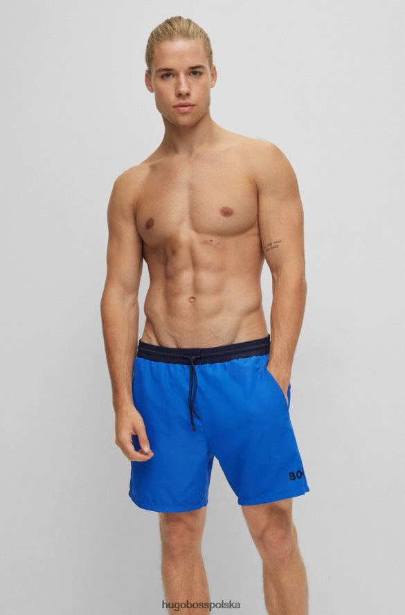 Hugo Boss Szorty kąpielowe z kontrastowym logo, wykonane z materiału pochodzącego z recyklingu, w kolorze hugo blue niebieski R0X0H61077
