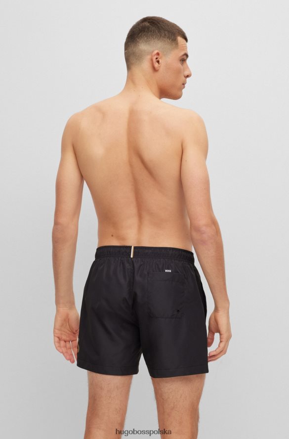 Hugo Boss Szorty kąpielowe z materiału pochodzącego z recyklingu z kontrastowym logo, czarne hugo czarny R0X0H61117