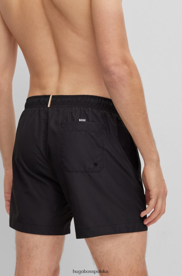Hugo Boss Szorty kąpielowe z materiału pochodzącego z recyklingu z kontrastowym logo, czarne hugo czarny R0X0H61117