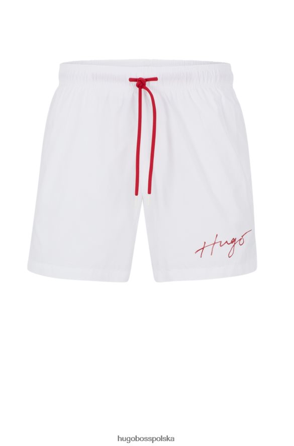 Hugo Boss Szorty kąpielowe z materiału pochodzącego z recyklingu z odręcznym logo, białe hugo biały R0X0H63963
