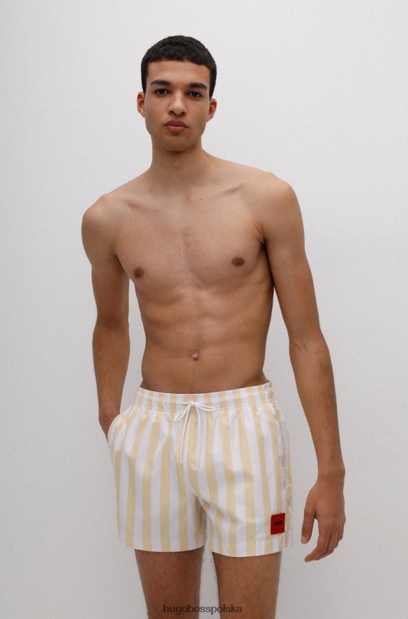 Hugo Boss Szybkoschnące szorty kąpielowe hugo w jasnożółte paski z czerwoną metką z logo jasny zółty R0X0H64631