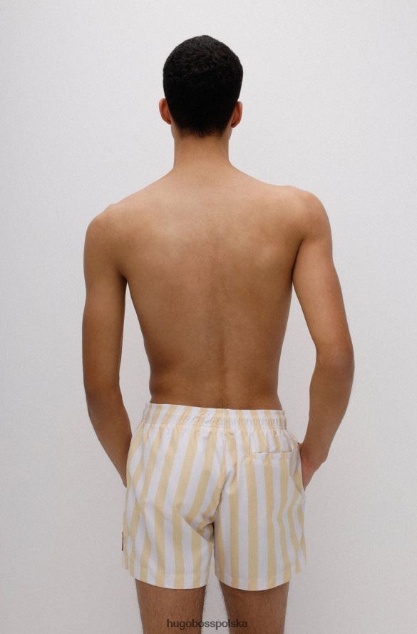 Hugo Boss Szybkoschnące szorty kąpielowe hugo w jasnożółte paski z czerwoną metką z logo jasny zółty R0X0H64631