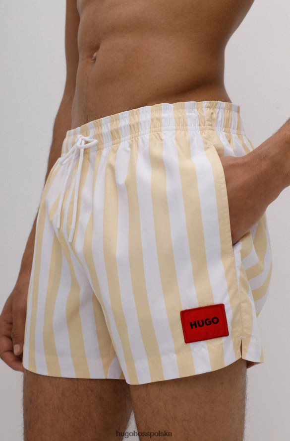 Hugo Boss Szybkoschnące szorty kąpielowe hugo w jasnożółte paski z czerwoną metką z logo jasny zółty R0X0H64631