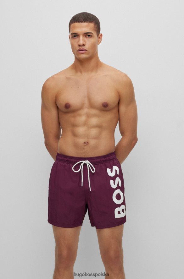 Hugo Boss Szybkoschnące szorty kąpielowe hugo z dużym kontrastowym logo w kolorze ciemnofioletowym ciemny fiolet R0X0H63819