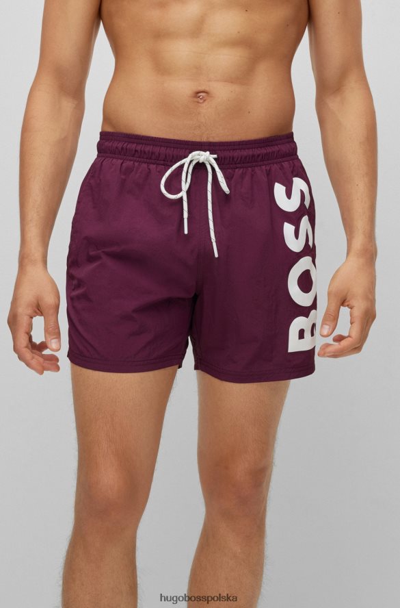 Hugo Boss Szybkoschnące szorty kąpielowe hugo z dużym kontrastowym logo w kolorze ciemnofioletowym ciemny fiolet R0X0H63819