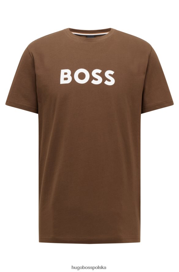Hugo Boss T-shirt o swobodnym kroju upf 50+ z bawełny z ciemnozielonym logo hugo ciemnozielony R0X0H61307