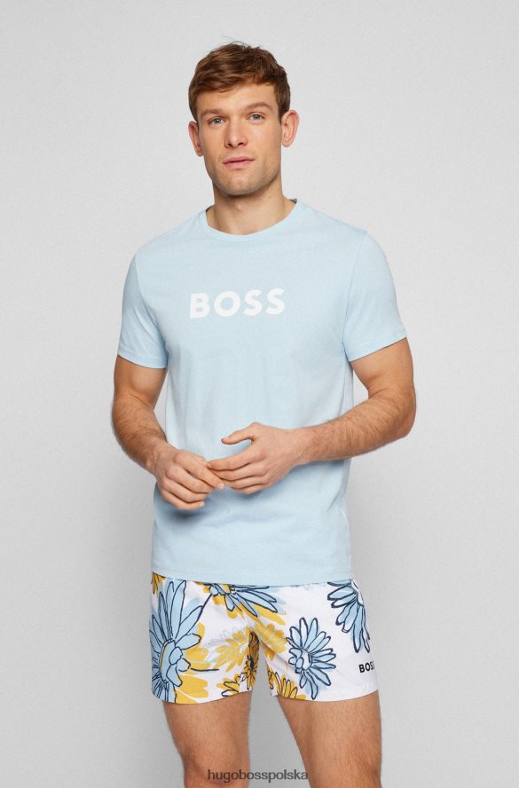 Hugo Boss T-shirt o swobodnym kroju upf 50+ z bawełny z logo hugo w kolorze jasnoniebieskim jasny niebieski R0X0H61303