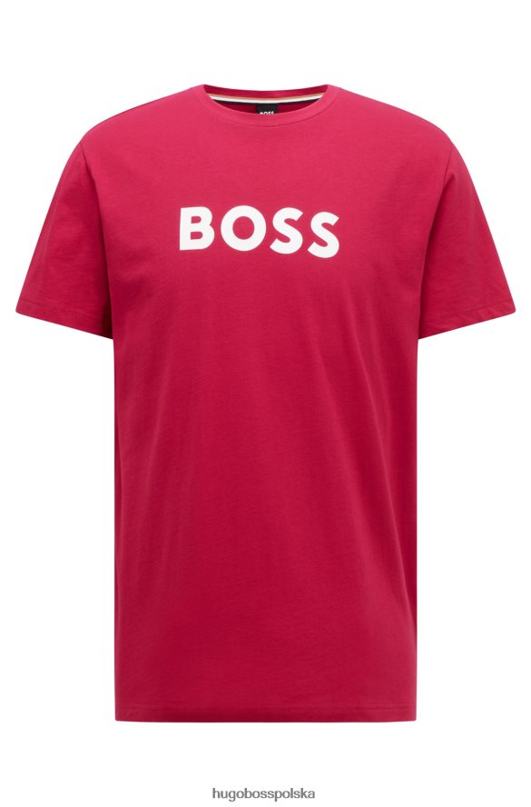 Hugo Boss T-shirt o swobodnym kroju upf 50+ z bawełny z różowym logo hugo różowy R0X0H61301