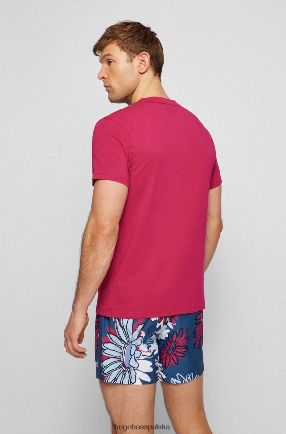 Hugo Boss T-shirt o swobodnym kroju upf 50+ z bawełny z różowym logo hugo różowy R0X0H61301
