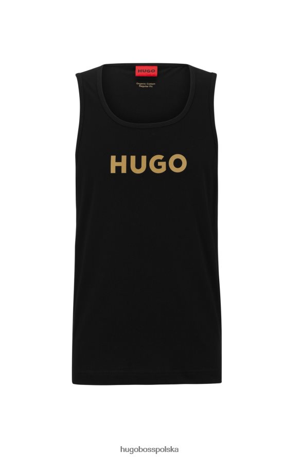 Hugo Boss Top z bawełnianego jerseyu z kontrastowym logo Hugo w kolorze czarnym czarny R0X0H64260