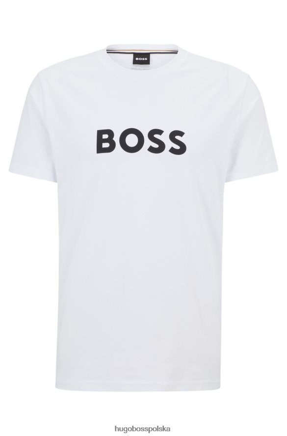 Hugo Boss biała koszulka o swobodnym kroju z bawełny organicznej z kontrastowym logo hugo biały R0X0H63887