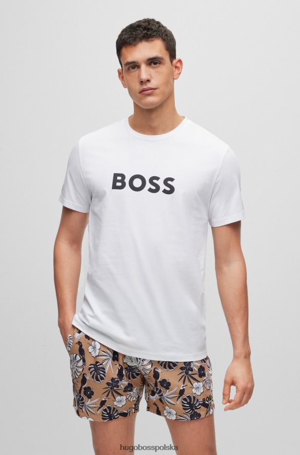 Hugo Boss biała koszulka o swobodnym kroju z bawełny organicznej z kontrastowym logo hugo biały R0X0H63887