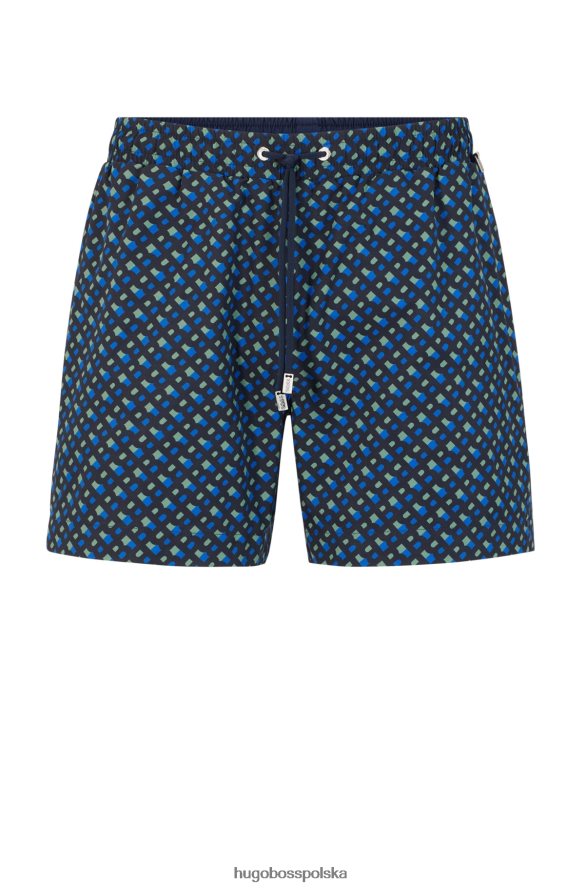 Hugo Boss ciemnoniebieskie szorty kąpielowe hugo z materiału pochodzącego z recyklingu z nadrukiem z monogramem ciemny niebieski R0X0H63383