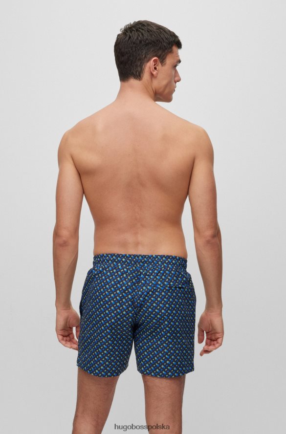 Hugo Boss ciemnoniebieskie szorty kąpielowe hugo z materiału pochodzącego z recyklingu z nadrukiem z monogramem ciemny niebieski R0X0H63383