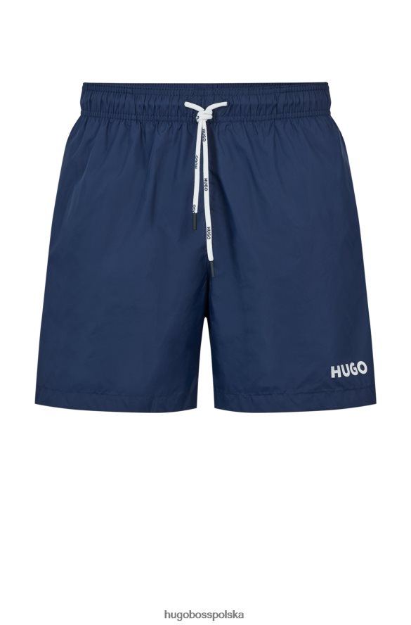 Hugo Boss ciemnoniebieskie, szybkoschnące szorty kąpielowe Hugo z materiału pochodzącego z recyklingu, z logo ciemny niebieski R0X0H62709