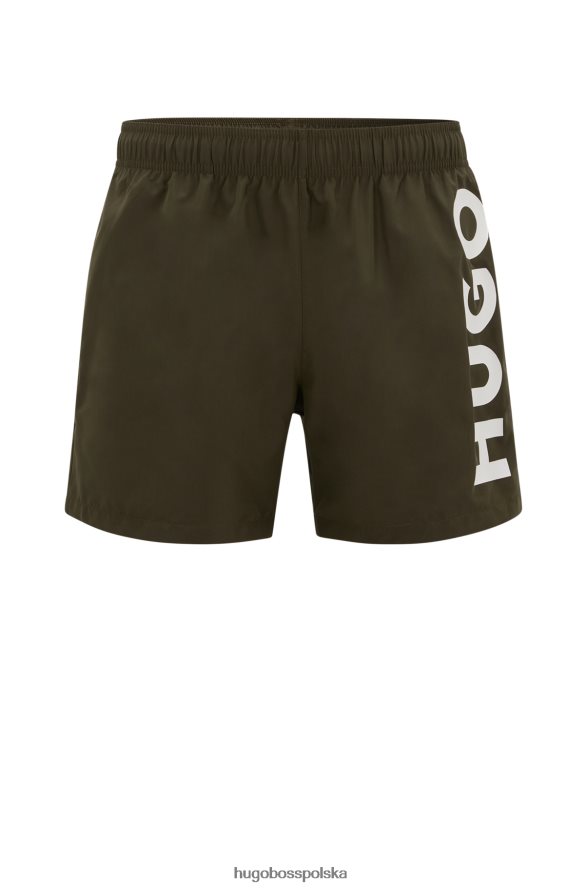 Hugo Boss ciemnozielone, szybkoschnące szorty kąpielowe hugo z pionowym logo ciemnozielony R0X0H63170