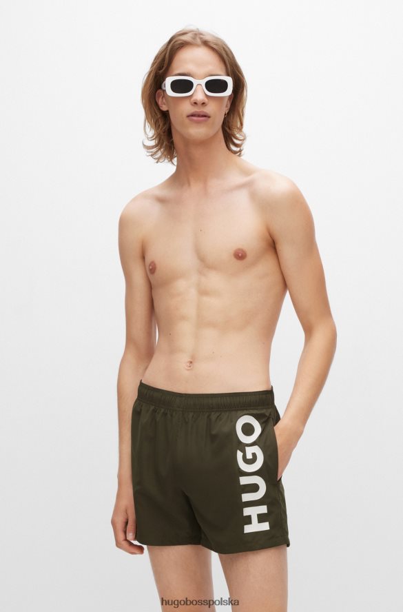 Hugo Boss ciemnozielone, szybkoschnące szorty kąpielowe hugo z pionowym logo ciemnozielony R0X0H63170