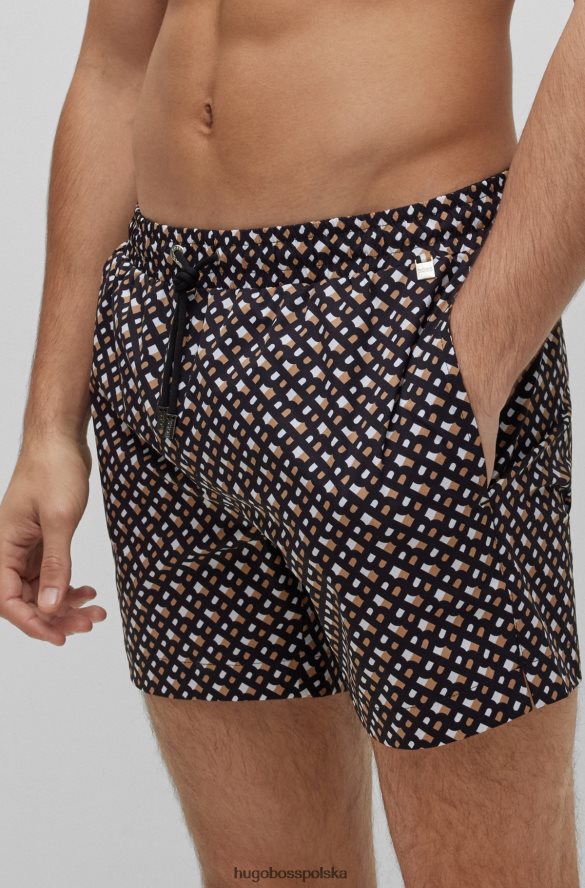 Hugo Boss czarne szorty kąpielowe hugo z materiału pochodzącego z recyklingu z nadrukiem z monogramem czarny R0X0H63382
