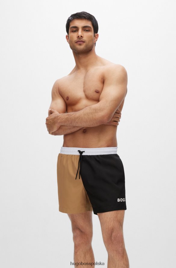 Hugo Boss czarne szorty kąpielowe z blokami kolorów, wykonane z materiału pochodzącego z recyklingu hugo czarny R0X0H63861