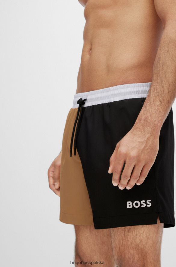Hugo Boss czarne szorty kąpielowe z blokami kolorów, wykonane z materiału pochodzącego z recyklingu hugo czarny R0X0H63861