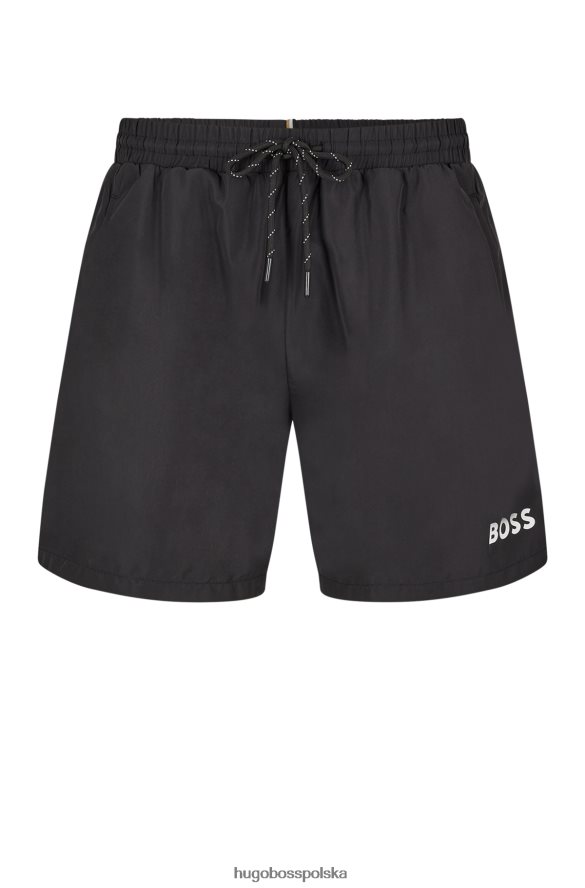 Hugo Boss czarne, szybkoschnące szorty kąpielowe hugo z logo i lamówkami czarny R0X0H61892