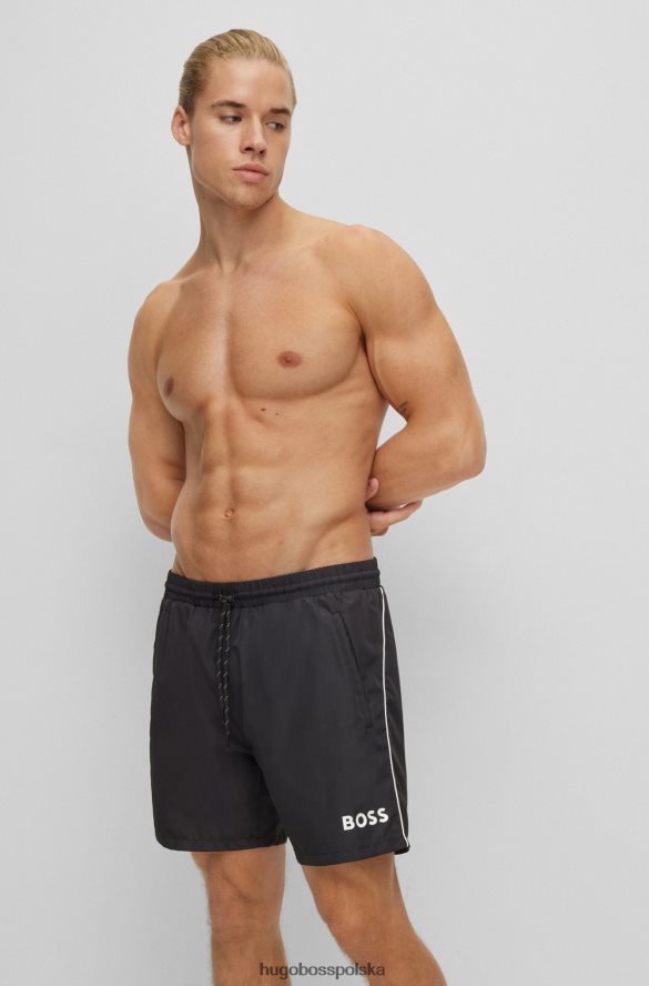 Hugo Boss czarne, szybkoschnące szorty kąpielowe hugo z logo i lamówkami czarny R0X0H61892