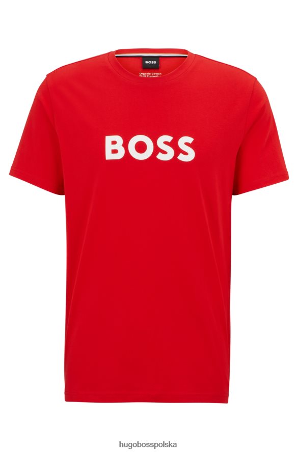 Hugo Boss czerwona koszulka hugo o luźnym kroju z bawełny organicznej i kontrastowym logo czerwony R0X0H63883