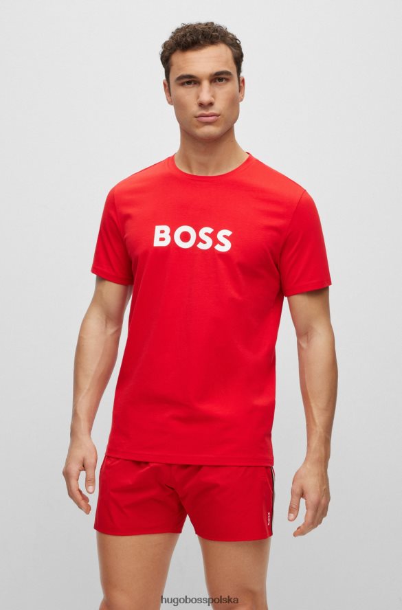 Hugo Boss czerwona koszulka hugo o luźnym kroju z bawełny organicznej i kontrastowym logo czerwony R0X0H63883