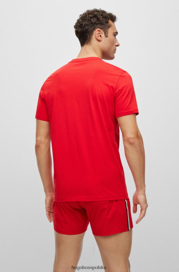 Hugo Boss czerwona koszulka hugo o luźnym kroju z bawełny organicznej i kontrastowym logo czerwony R0X0H63883