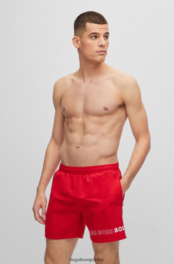 Hugo Boss czerwone szorty kąpielowe hugo z materiału pochodzącego z recyklingu z powtarzającymi się logo czerwony R0X0H64576