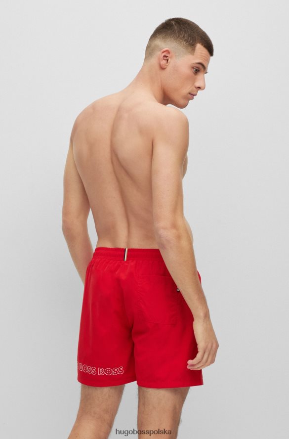 Hugo Boss czerwone szorty kąpielowe hugo z materiału pochodzącego z recyklingu z powtarzającymi się logo czerwony R0X0H64576