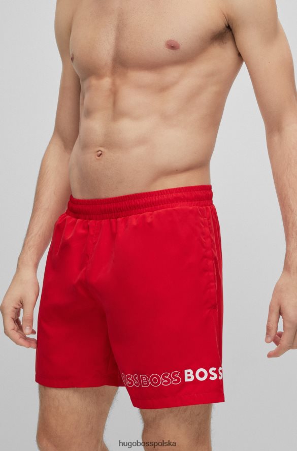 Hugo Boss czerwone szorty kąpielowe hugo z materiału pochodzącego z recyklingu z powtarzającymi się logo czerwony R0X0H64576