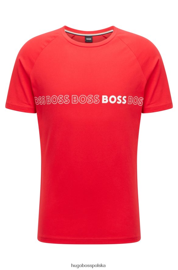 Hugo Boss jasnoczerwona koszulka Hugo z bawełnianego jerseyu o dopasowanym kroju z ochroną UPF 50 jasnoczerwony R0X0H61647