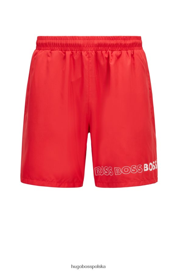 Hugo Boss jasnoczerwone szorty kąpielowe hugo z materiału pochodzącego z recyklingu z powtarzającymi się logo jasnoczerwony R0X0H64575