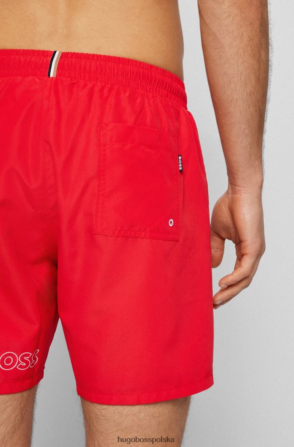 Hugo Boss jasnoczerwone szorty kąpielowe hugo z materiału pochodzącego z recyklingu z powtarzającymi się logo jasnoczerwony R0X0H64575