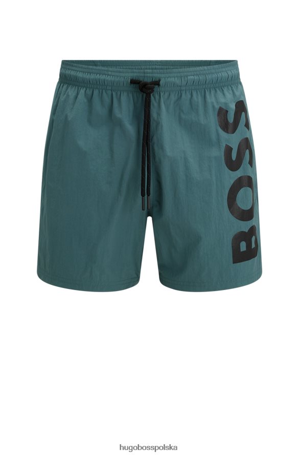 Hugo Boss jasnozielone, szybkoschnące szorty kąpielowe z dużym kontrastowym logo hugo jasnozielony R0X0H63821