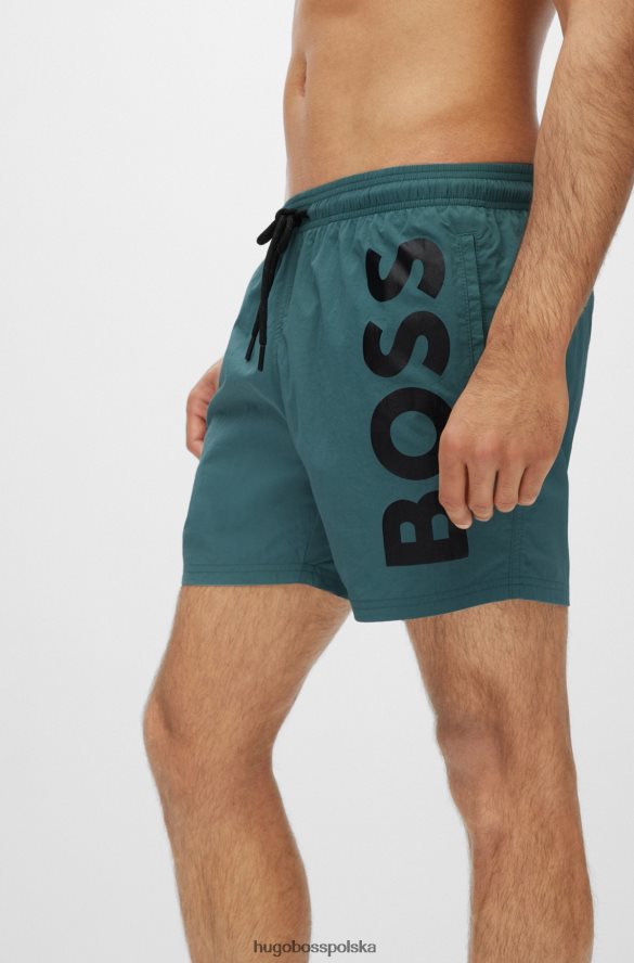 Hugo Boss jasnozielone, szybkoschnące szorty kąpielowe z dużym kontrastowym logo hugo jasnozielony R0X0H63821