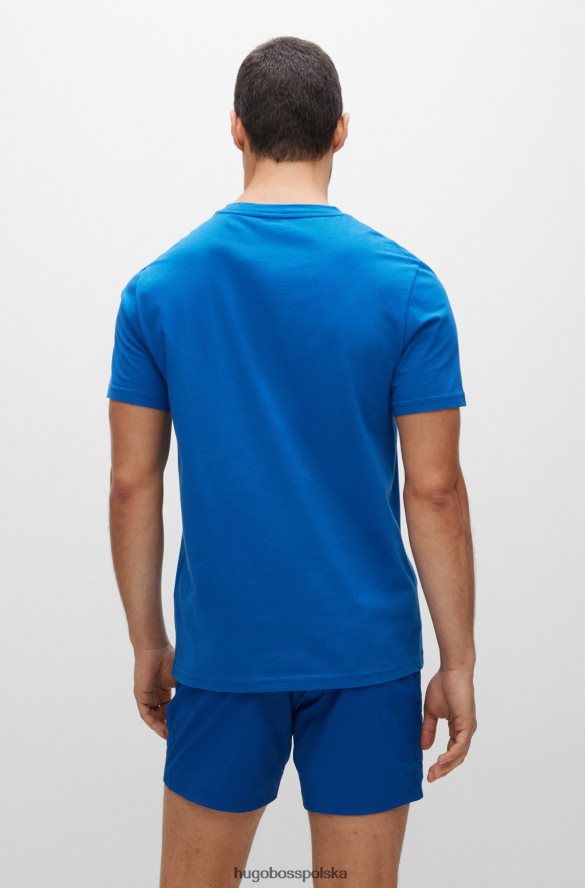 Hugo Boss niebieska bawełniana koszulka hugo o swobodnym kroju upf 50+ z logo niebieski R0X0H61304