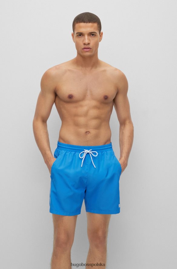 Hugo Boss niebieskie szorty kąpielowe hugo z kontrastowym logo, wykonane z materiału pochodzącego z recyklingu niebieski R0X0H61078