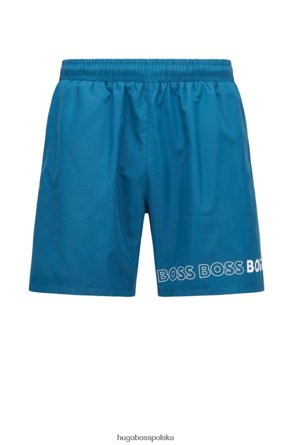 Hugo Boss niebieskie szorty kąpielowe hugo z materiału pochodzącego z recyklingu z powtarzającymi się logo niebieski R0X0H64574