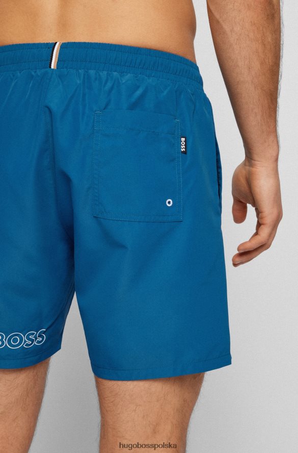 Hugo Boss niebieskie szorty kąpielowe hugo z materiału pochodzącego z recyklingu z powtarzającymi się logo niebieski R0X0H64574