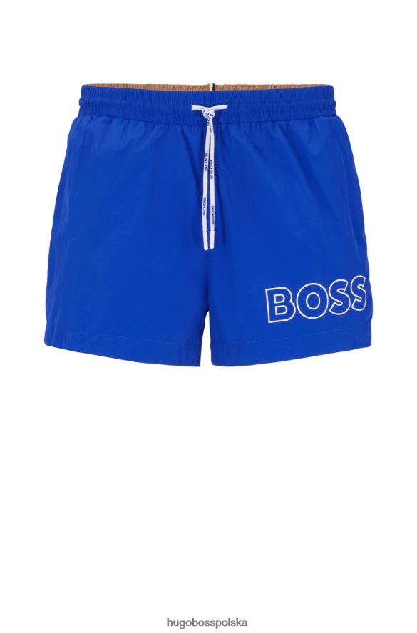 Hugo Boss niebieskie, szybkoschnące spodenki kąpielowe z obrysowym logo hugo niebieski R0X0H61224