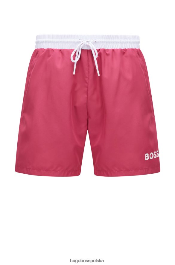 Hugo Boss różowe szorty kąpielowe hugo z kontrastowym logo, wykonane z materiału pochodzącego z recyklingu różowy R0X0H61072