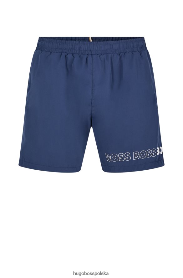 Hugo Boss szorty kąpielowe z materiału pochodzącego z recyklingu z powtarzającymi się logo, ciemnoniebieskie hugo ciemny niebieski R0X0H63709
