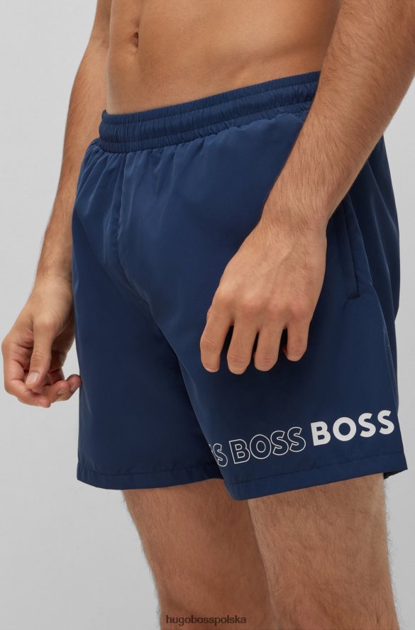Hugo Boss szorty kąpielowe z materiału pochodzącego z recyklingu z powtarzającymi się logo, ciemnoniebieskie hugo ciemny niebieski R0X0H63709